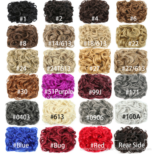 Bridal Synthetic Messy Wavy Curly Hair Bun Elastic Scrunchies With Two Steel fork Comb Clip in hair Extensions Hairpiece
